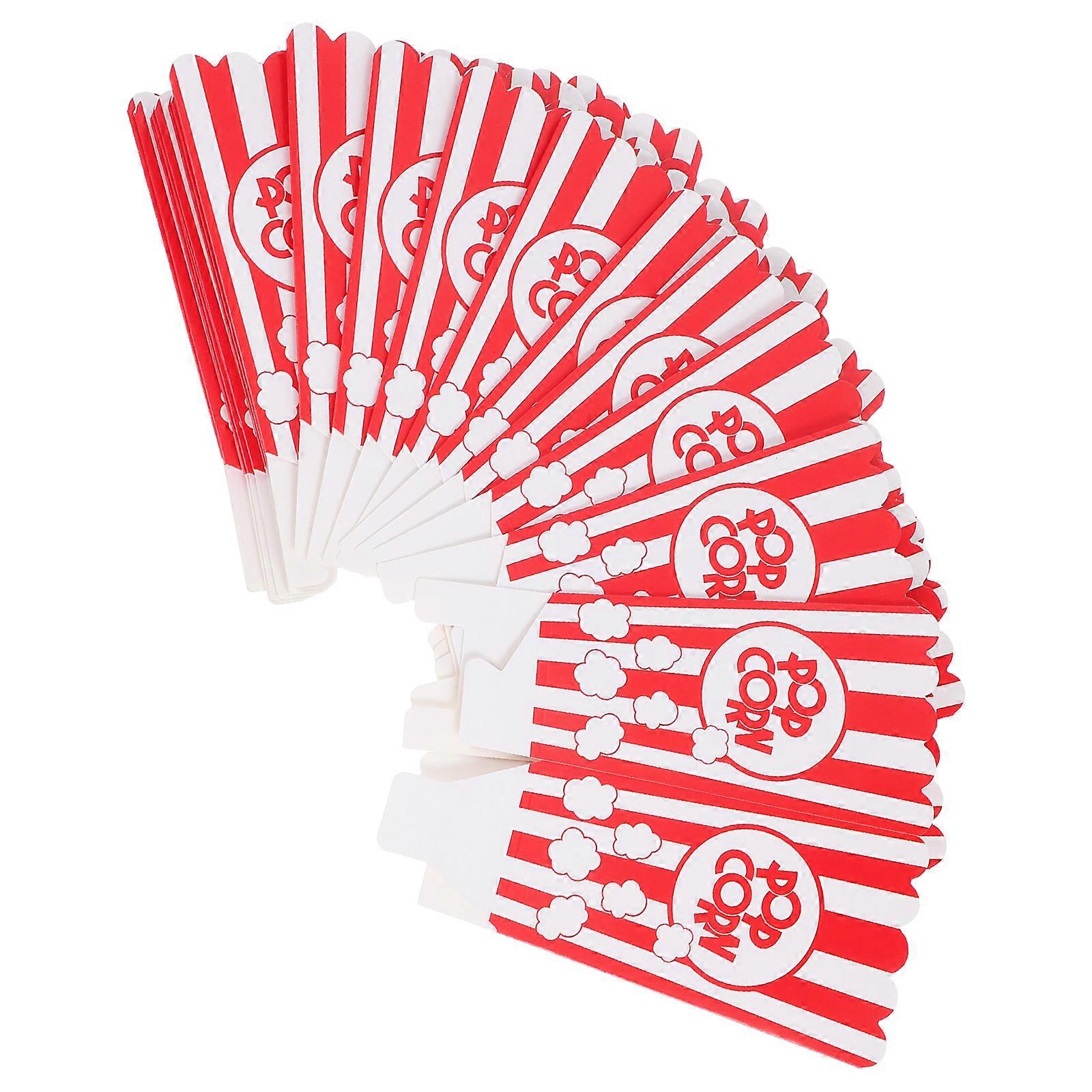 24Pcs Red Paper Popcorn Buckets for Storage Use Popcorn Bags