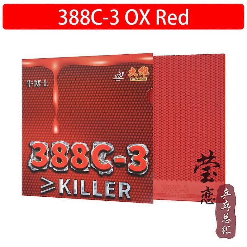 Borracha de tênis de mesa DAWEI 388C-3 KILLER OX com pinos curtos, aprovada pela ITTF, sem esponja, nas cores verde, vermelha e preta.