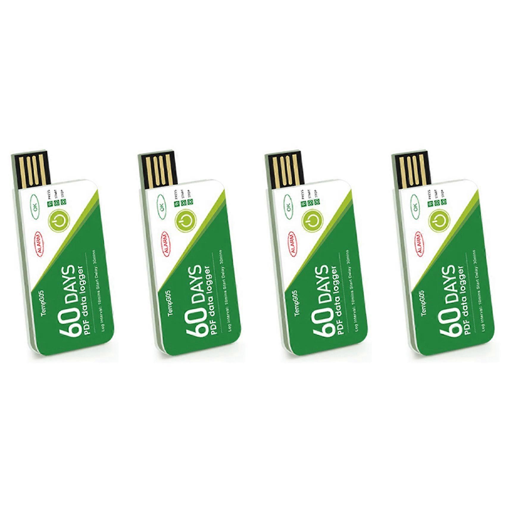 4X 60 Days USB Temperature Data Logger -30 ℃-+60 ℃ Report with App IP67 Disposable High-Precision Recorder with Warning