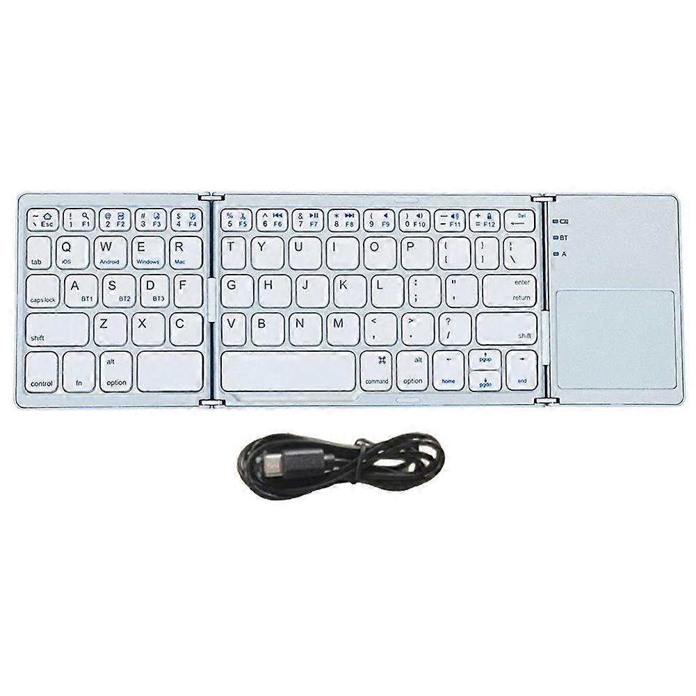 Bluetooth Keyboard Folding Wireless Keypad Touchpad for IOS/Android/Windows Tablet Mobile Phone Keyboard Silver