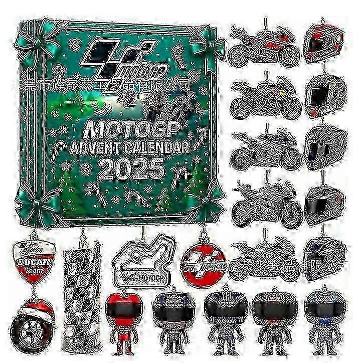 تقويم مجيء الدراجات النارية لعام ٢٠٢٥ - هدية العد التنازلي لعيد الميلاد لمدة ٢٤ يومًا، هدية ممتعة لمحبي الدراجات النارية وراكبيها، دراجة نارية أكريليك ثنائية الأبعاد، ديكور للعطلات