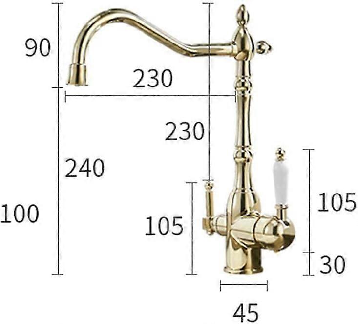 Kitchen Mixer Tap 3 Way Faucet with RO Water Filter, Hot Cold Dual Flow, 360° Rotatable Spout Chrome