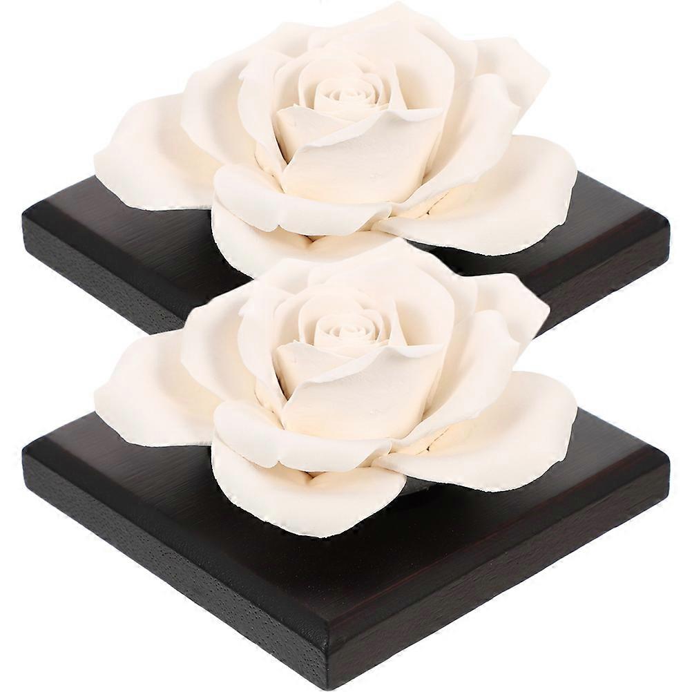 Rose Fragrance Diffuser Essential Oil Diffuser Stone Car Accessory Oil Diffusing Simplistic Design 3.3×3.3×1.6in 2Pcs