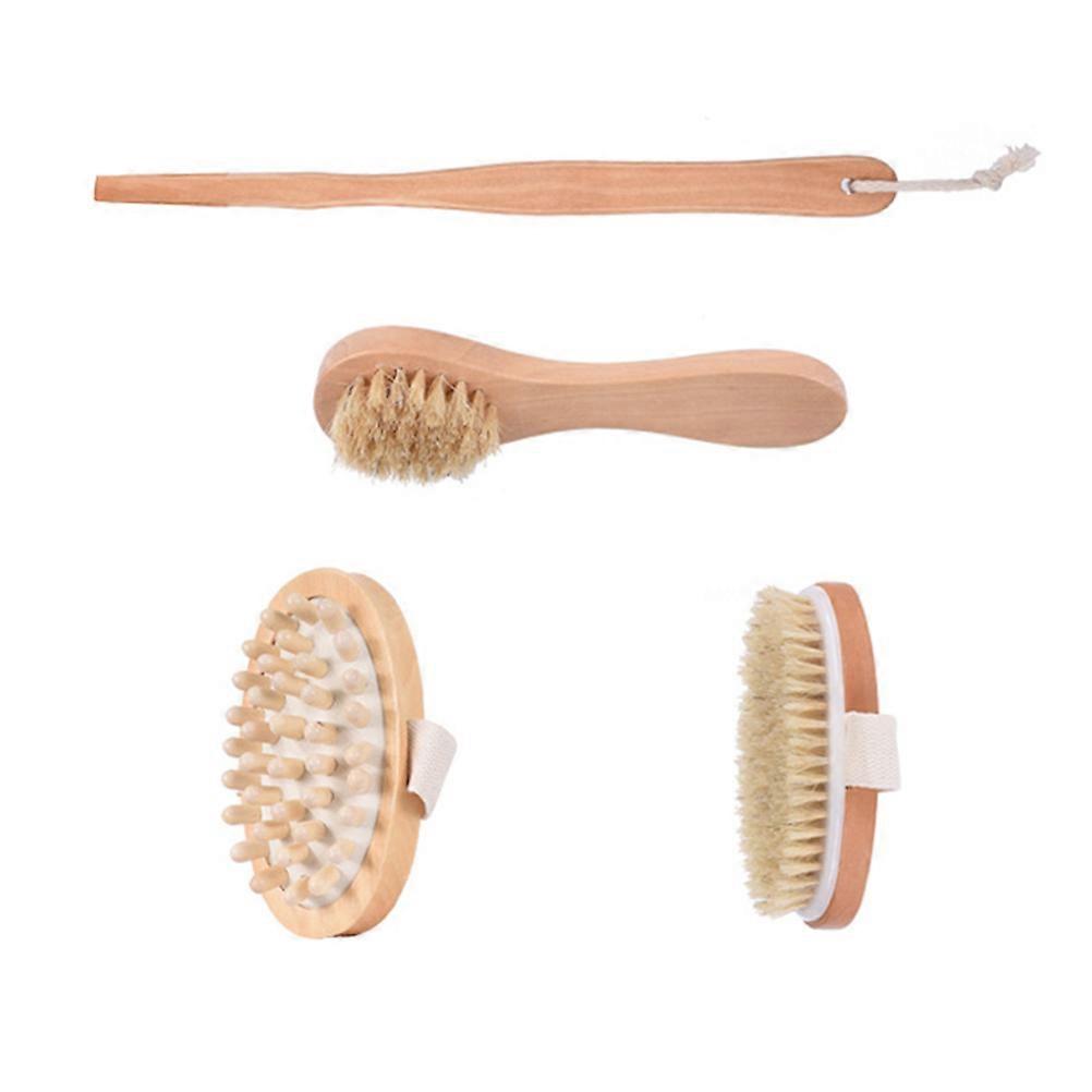 Bath Tool Set Wood Bath Brush for Taking Shower Tools 8Pcs
