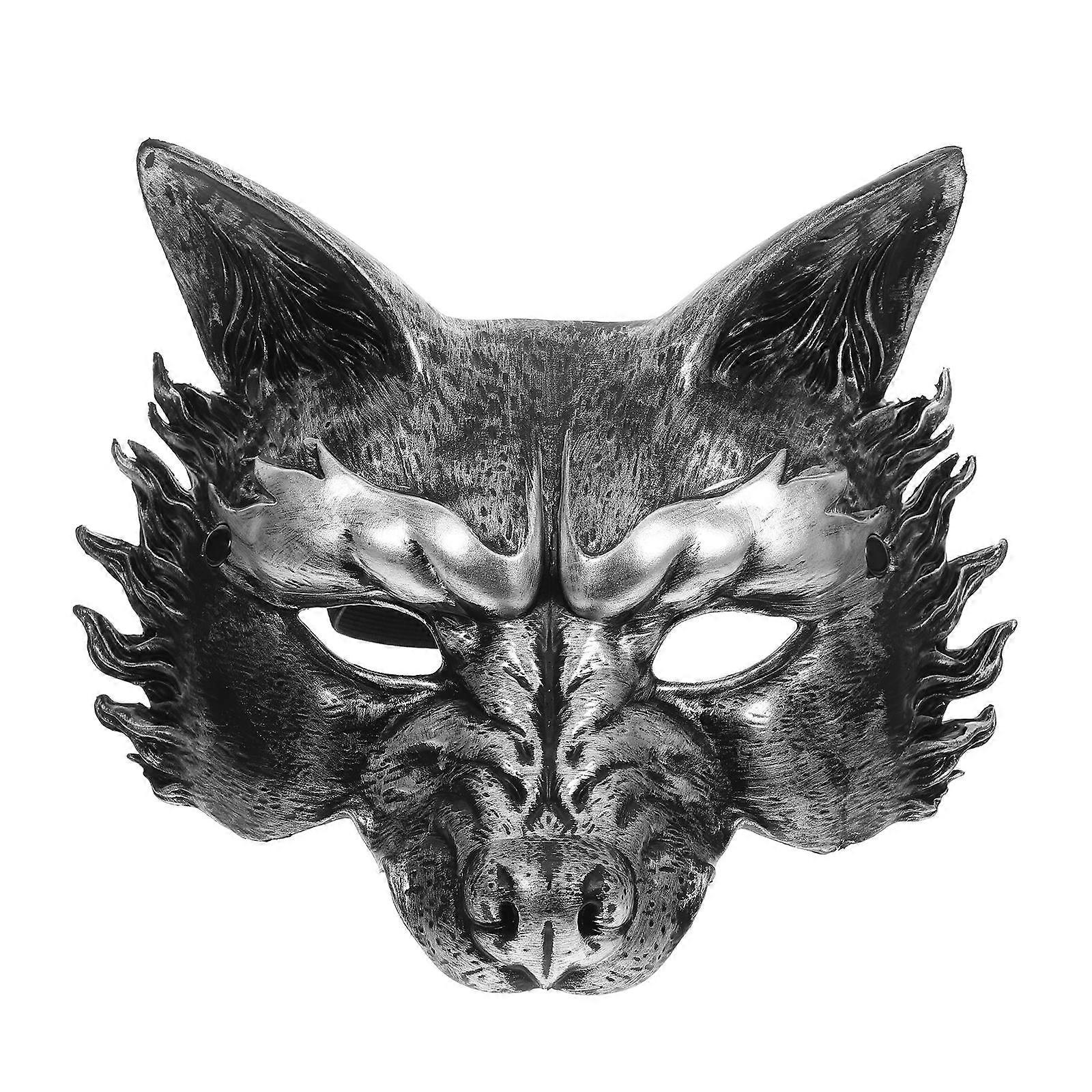 Realistic Wolf Mask for Decoration Half Face Silver Foam Mask