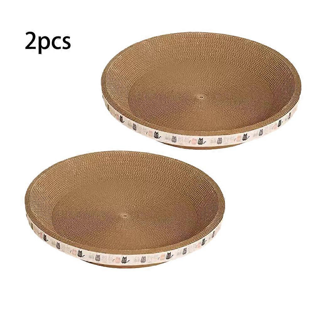 2PCS Oval Cat Scratch Board Durable Kitty Nest Integrated Cats Scratch Column Corrugated Lounge Sofa Nest Training Toys
