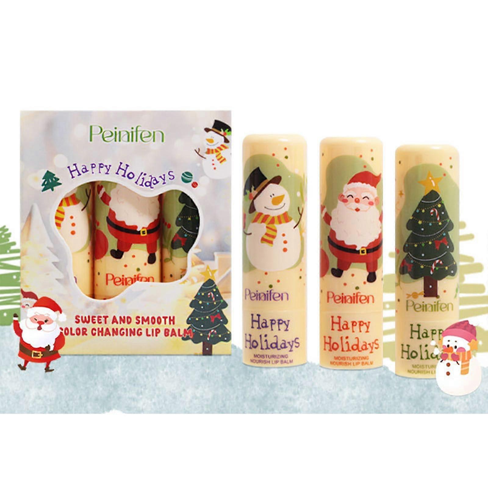 3pcs Long Lasting Color Changing Lip Balm Set with Deep Hydration, Temperature Change Moisturizing Lipstick for Christmas Gifts