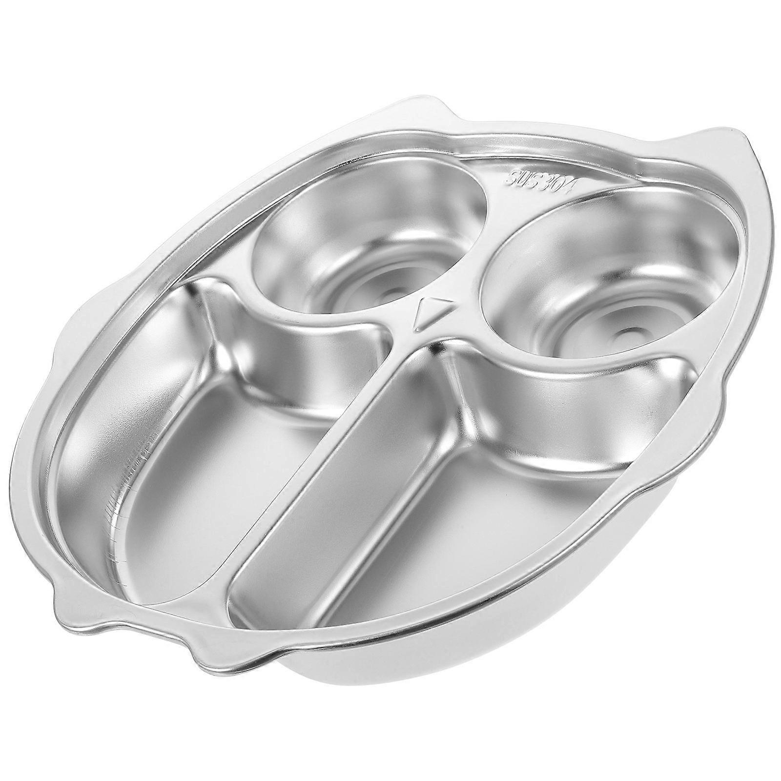 304 Stainless Steel Dinner Plates for Storage Divided Lunch Container Silver