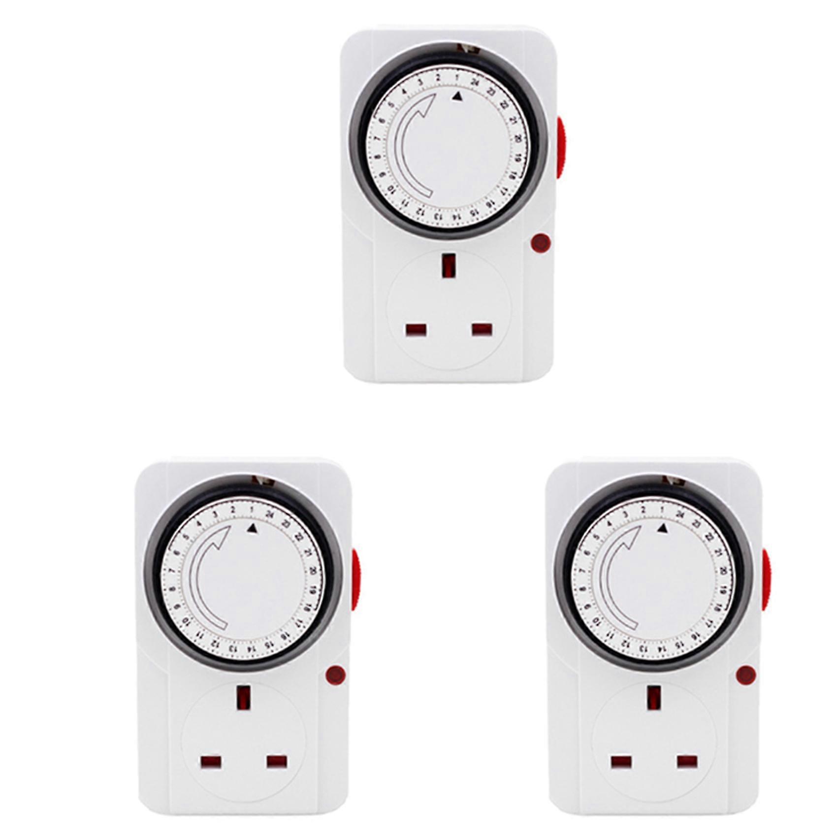 3X 24-Hour Segmented Switch-Energy-Saving Plug Timer Socket Kit-with Programmable Time Controller 3-Pin Plug UK Plug