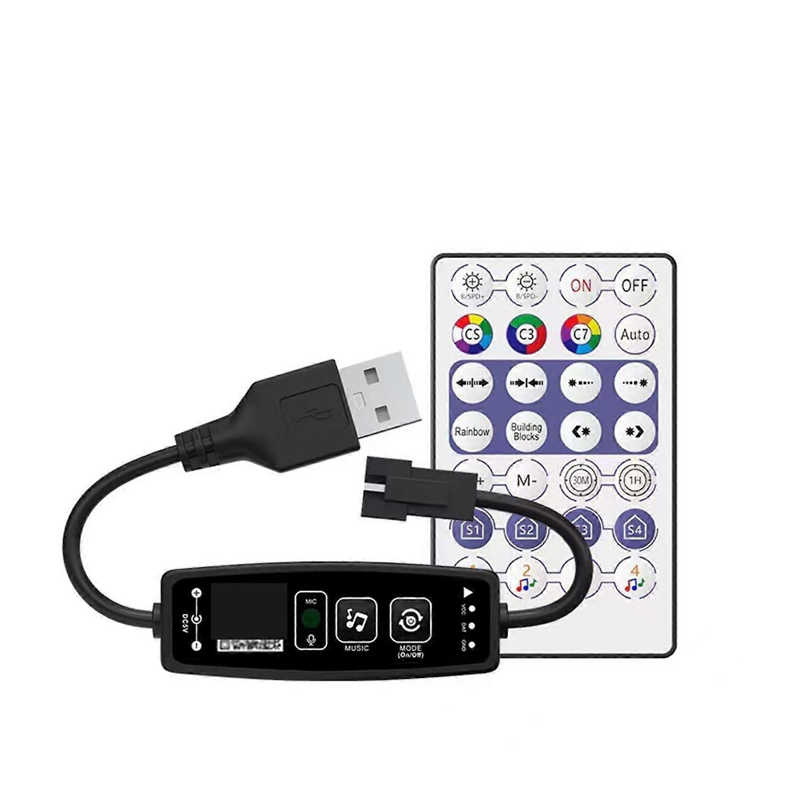 LED Dimmer Switch for 2811 2812 Light Bar USB LED Light Controller with Button Adjustable Brightness