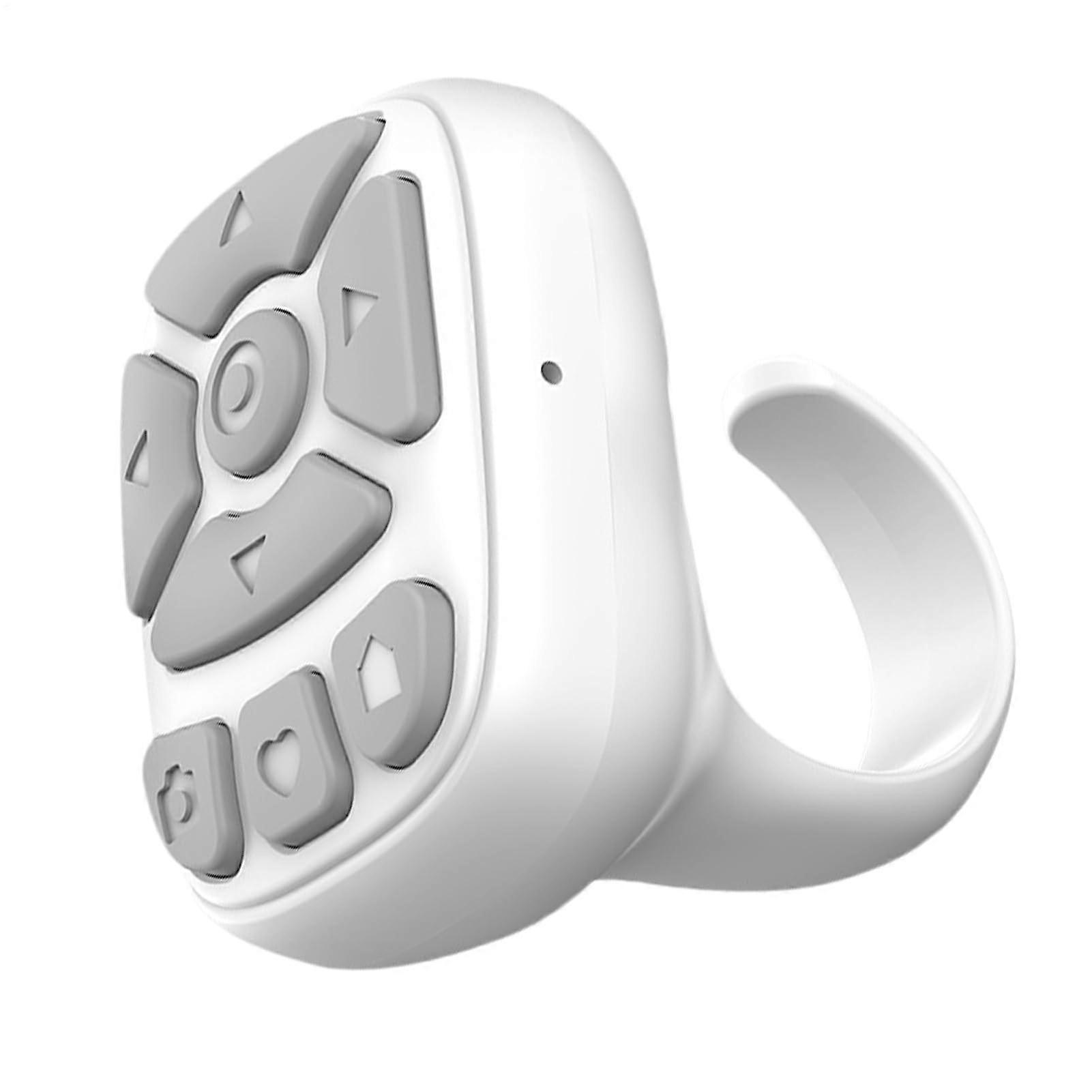 Wireless Scroll Ring Remote with Bluetooth 5.3 Hands Navigation for Smartphone and Tablet White