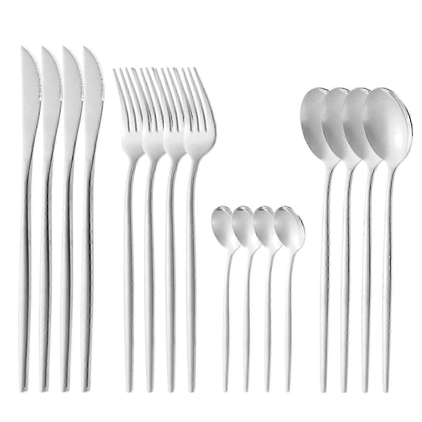 Matte Gold Silverware Set With Steak Knives,stainless Steel Gold Flatware Set,16 Pcs Set Cutlery Utensils Set Service For 4,spoons And Forks Set