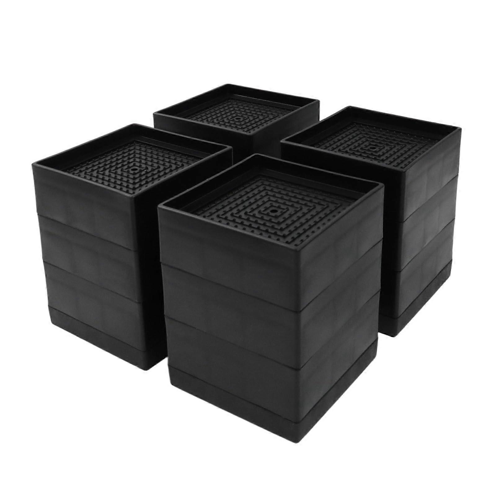 4PCS Adjustable Stackable Furniture Risers with NonSlip Base for Bed, Sofa, Desk and Table Legs