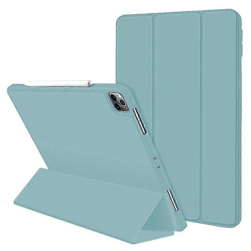 Capa elegante para iPad Pro de 10,5 polegadas, azul-névoa, com fecho magnético triplo em couro.