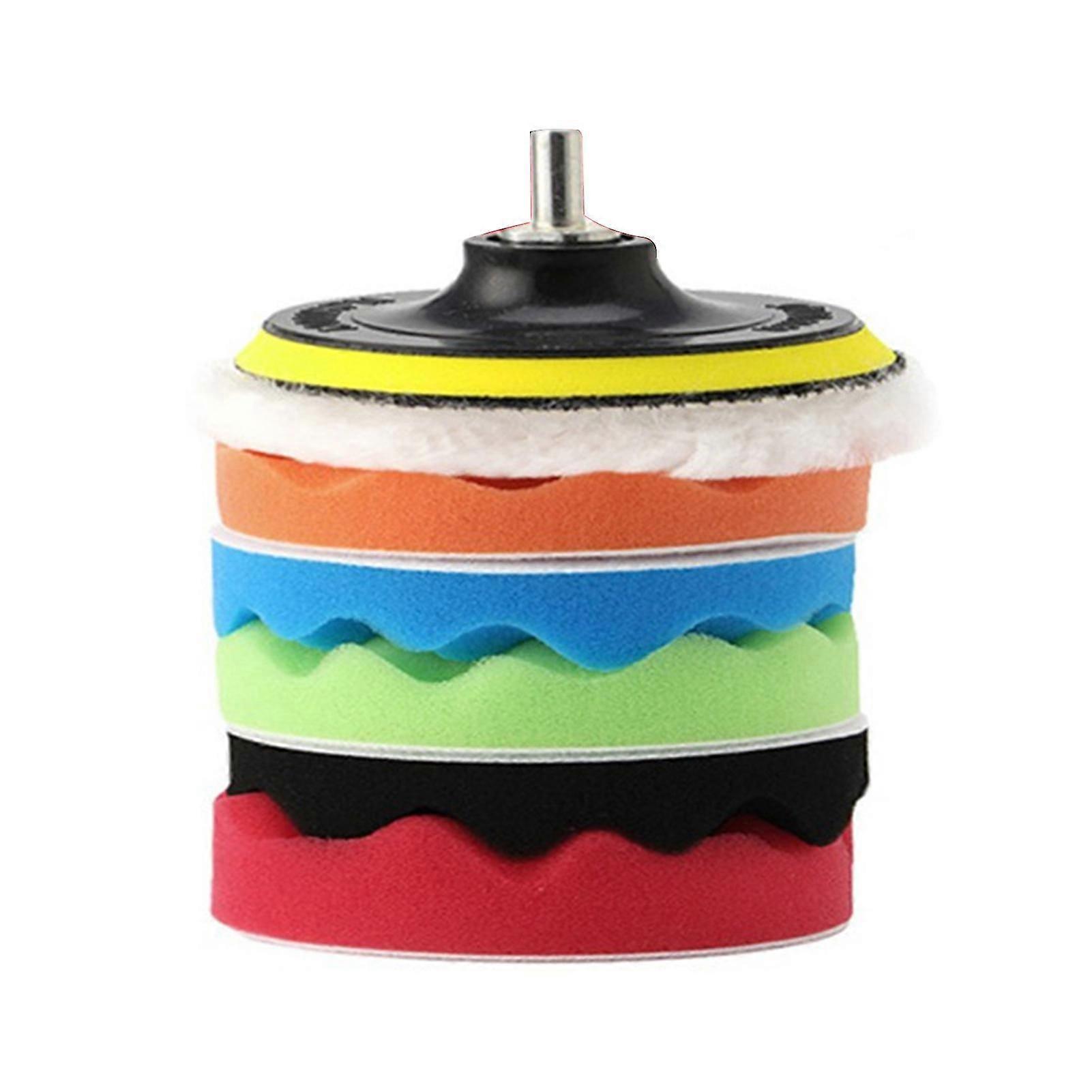 7pcs/set Sponge Polishing Pad Wave Durable Round 7 Inch Car Buffing Buffer Wheel For Auto