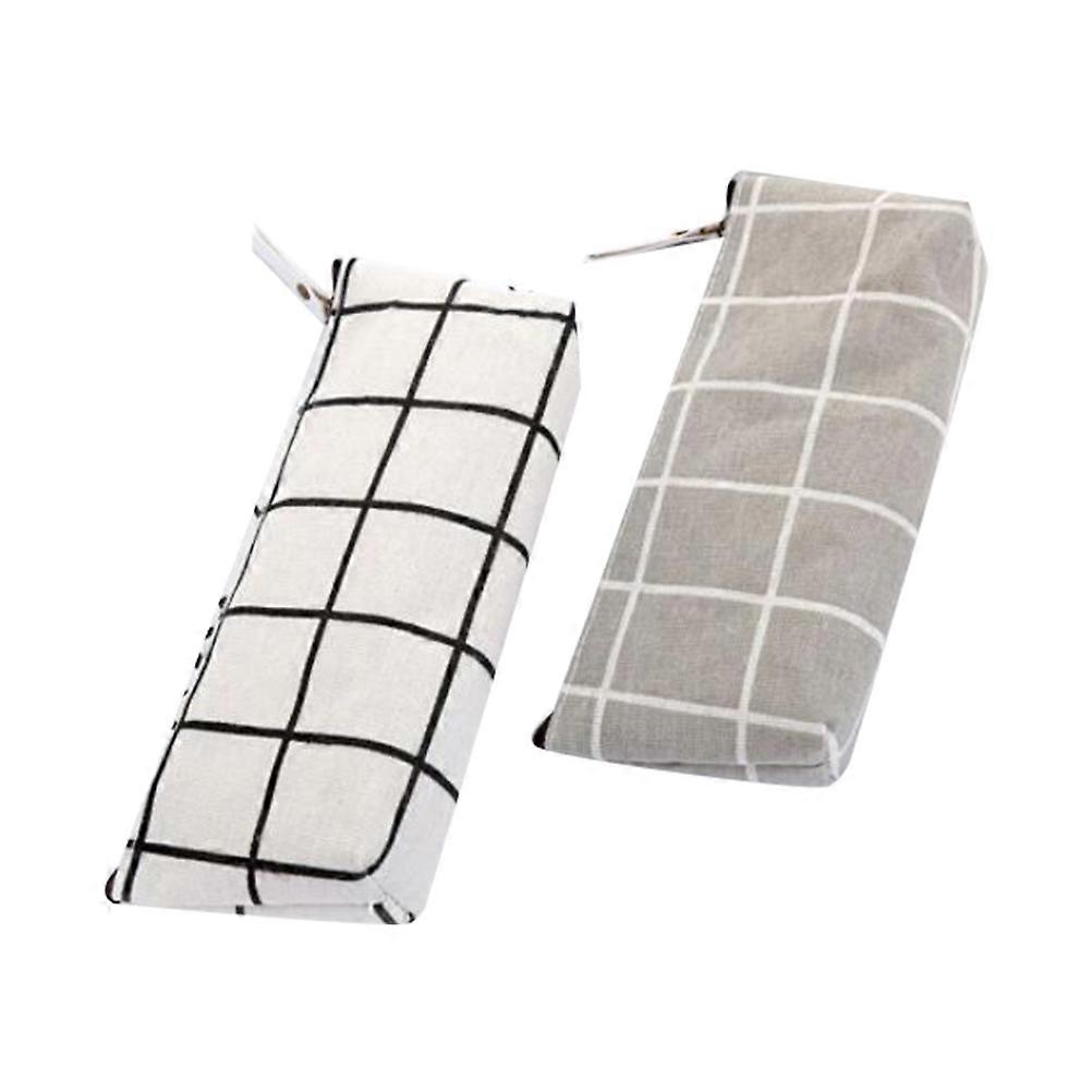 Canvas Pencil Bag for Stationery Use 2Pcs Simple Large Capacity Storage Case