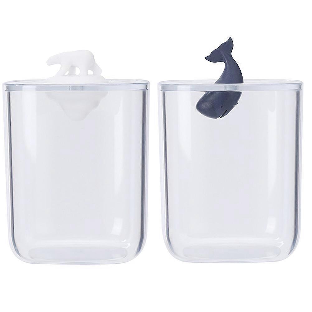 Acrylic Whale Cotton Pad Storage Box for Storage Use 2Pcs