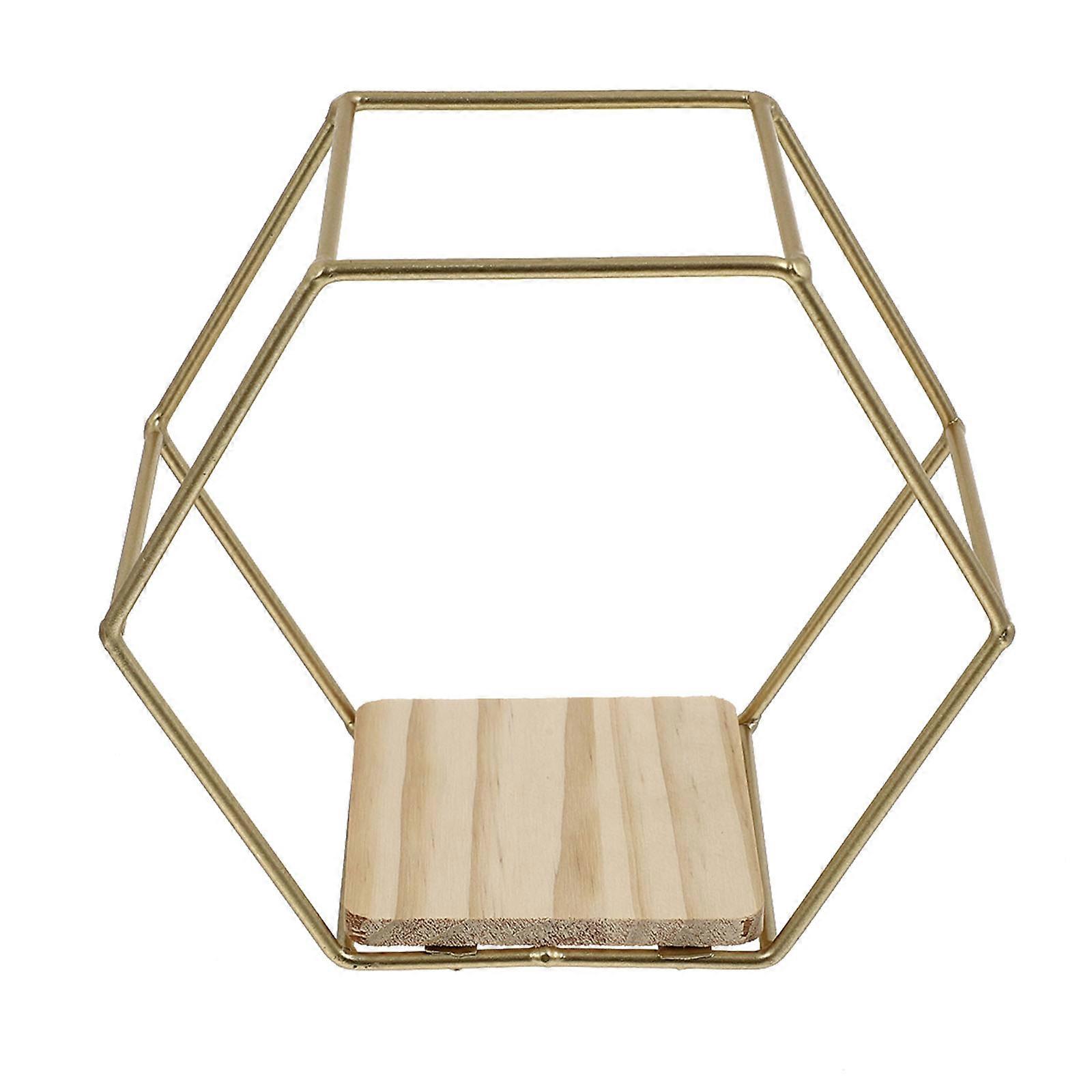 Iron Wall Hanging Rack for Home Use 1Pcs Hexagon Shape Storage Shelf