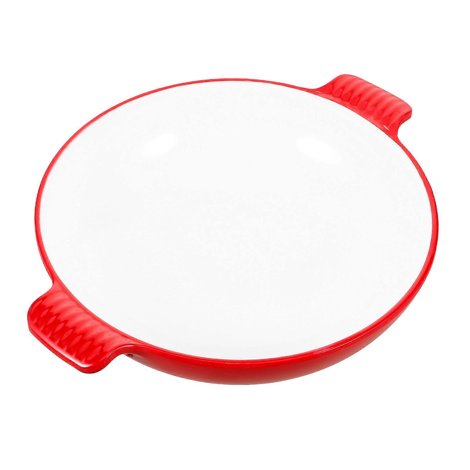 Double Handle Food Bowl Reusable Bowl for Serving Red