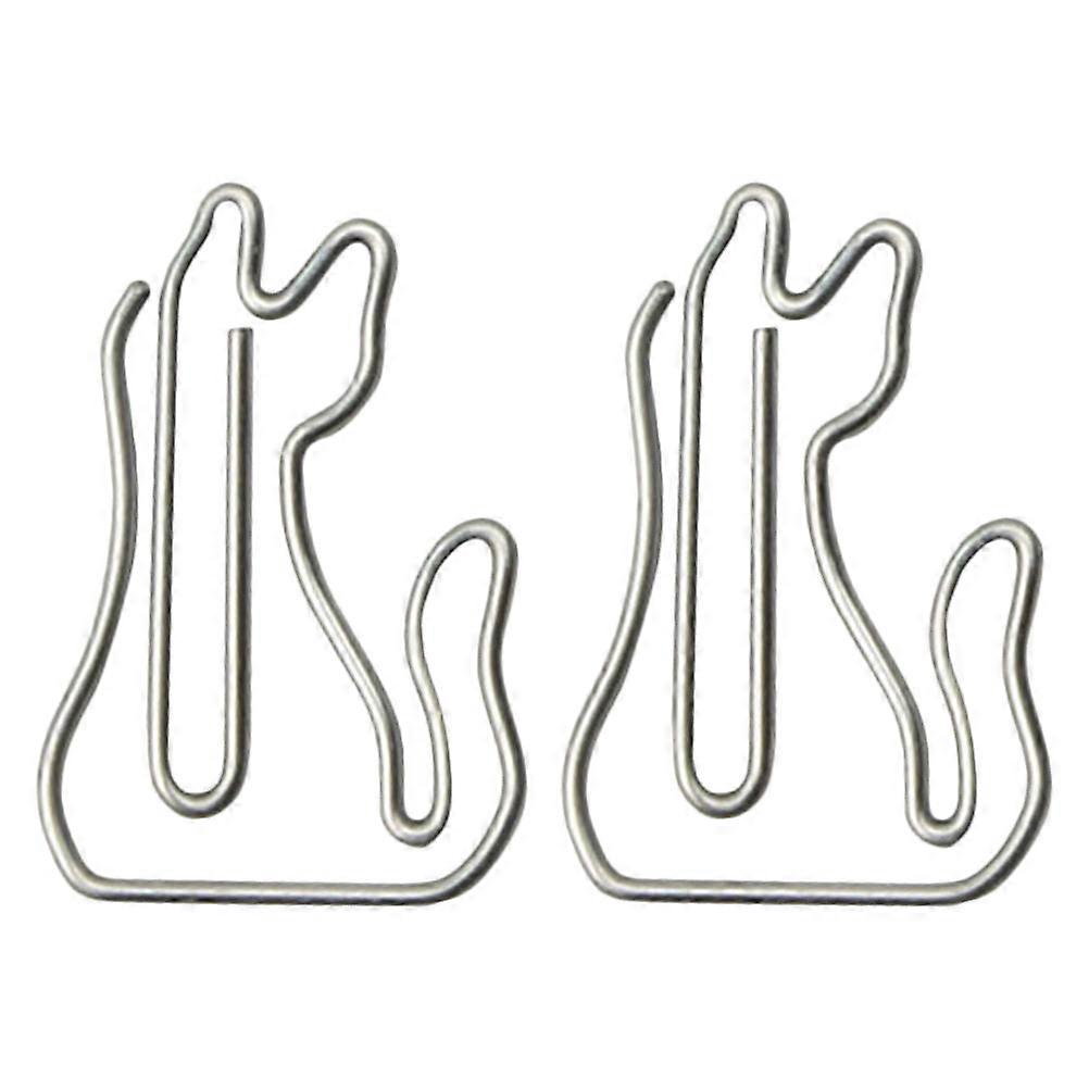 50Pcs Creative File Clamps Adorable Paper Holder Adorable Cat Shaped Paper Clip(Silver)