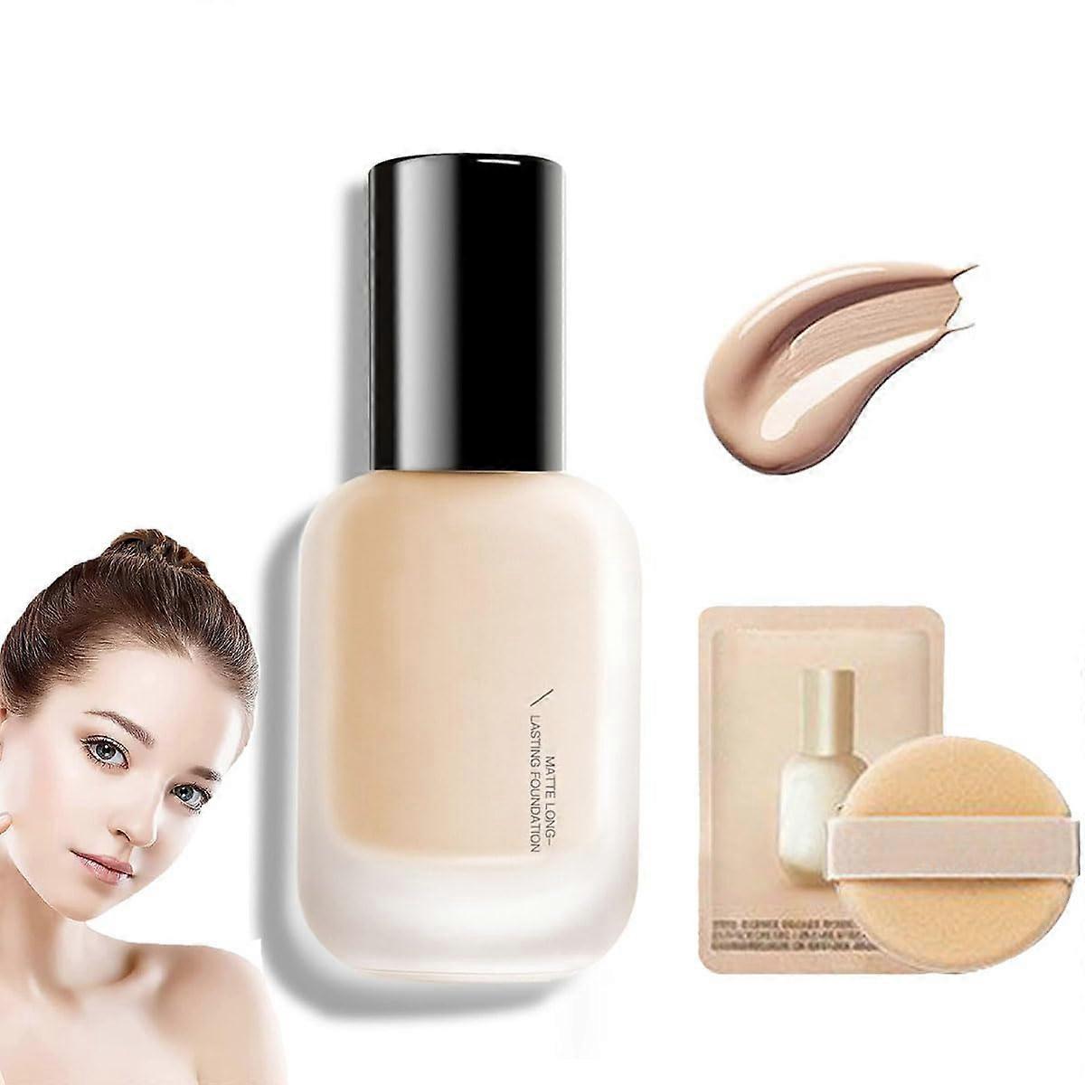 Liquid Foundation Full Coverage Oil Control Waterproof Long Lasting Matte Finish Shade 02