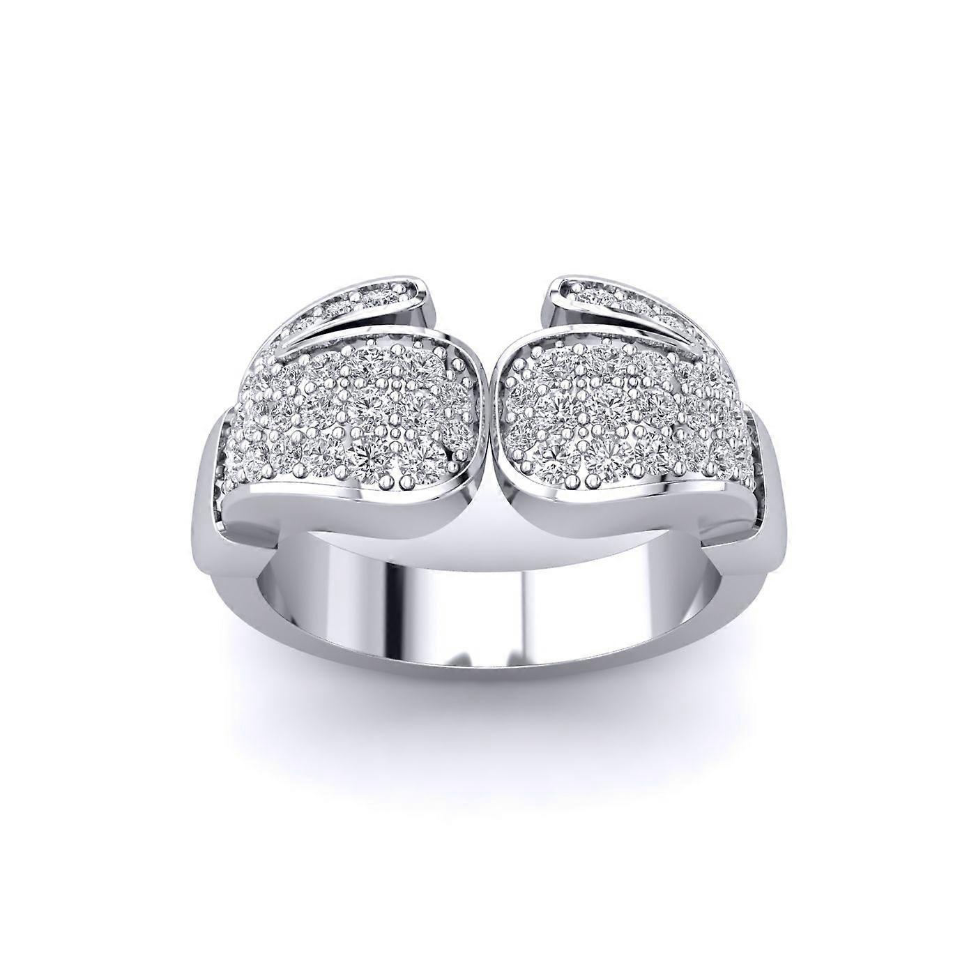 Jewelco London Mens Platinum Plated Sterling Silver CZ Torque Style Pair Boxing Glove Ring