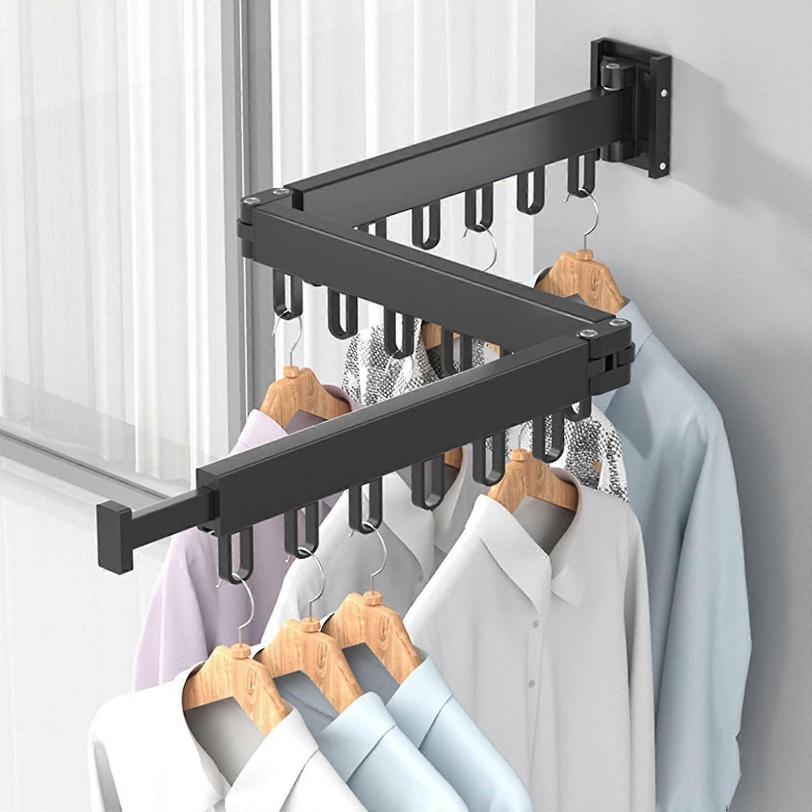 Wall Mounted Folding Drying Rack for Laundry Indoor Balcony Space Saving Retractable Clothes Airer