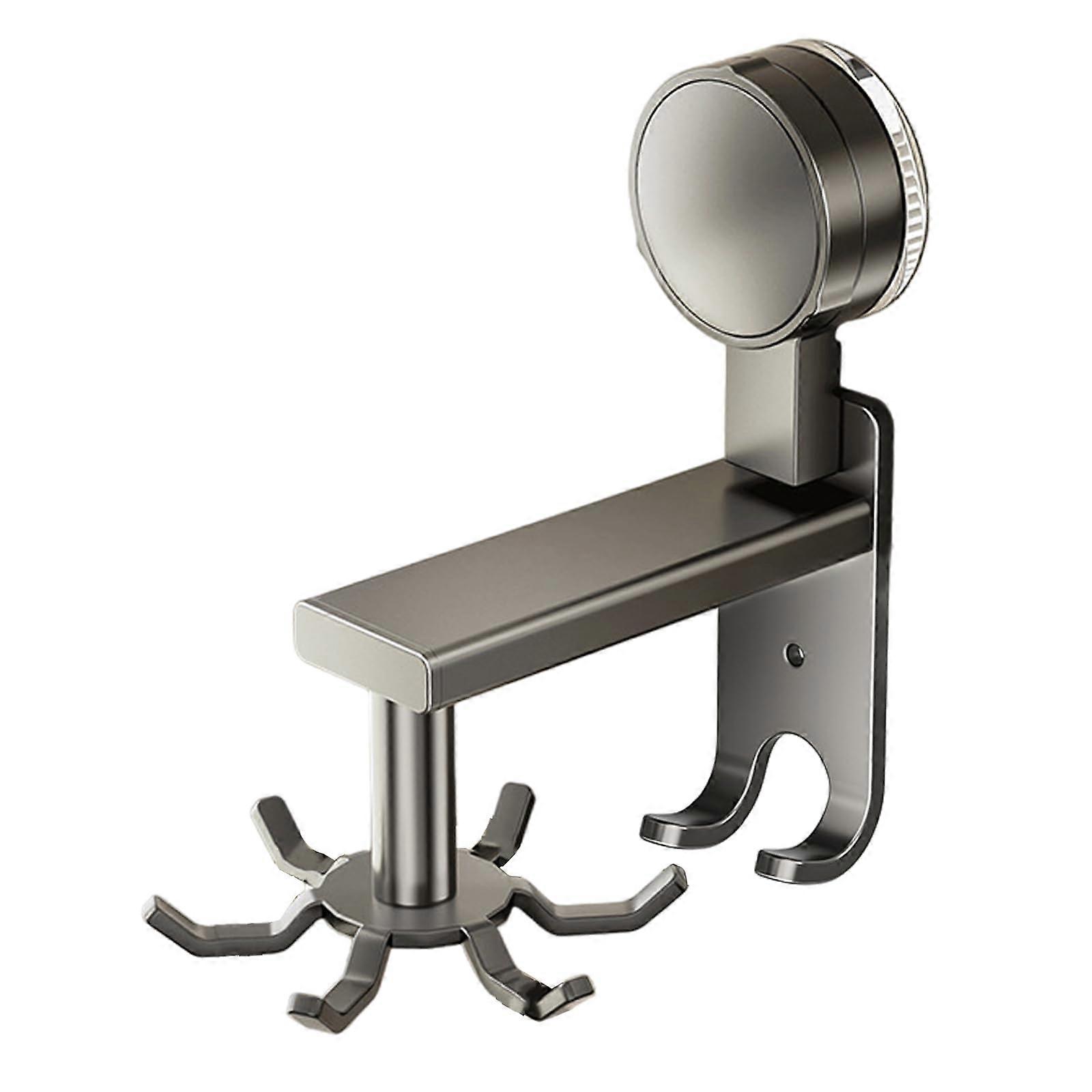 360° Rotating Kitchen Utensil Holder Wall Mounted Rack with 6 Hooks, Space Saving Drill Design