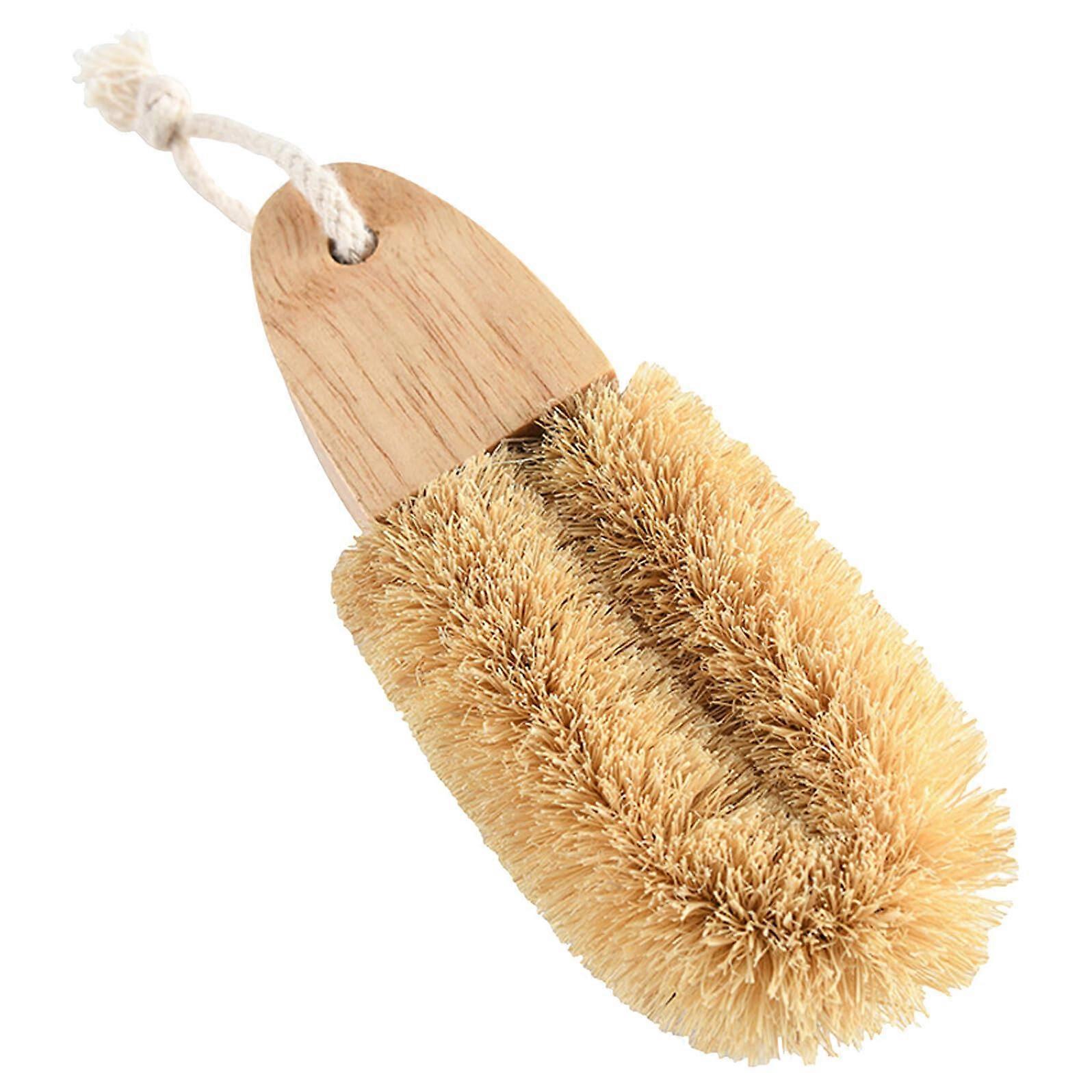 Coconut Pot Brush with Wooden Handle for Efficient Pan Cleaning, MultiFunction Kitchen Dish Scrubber