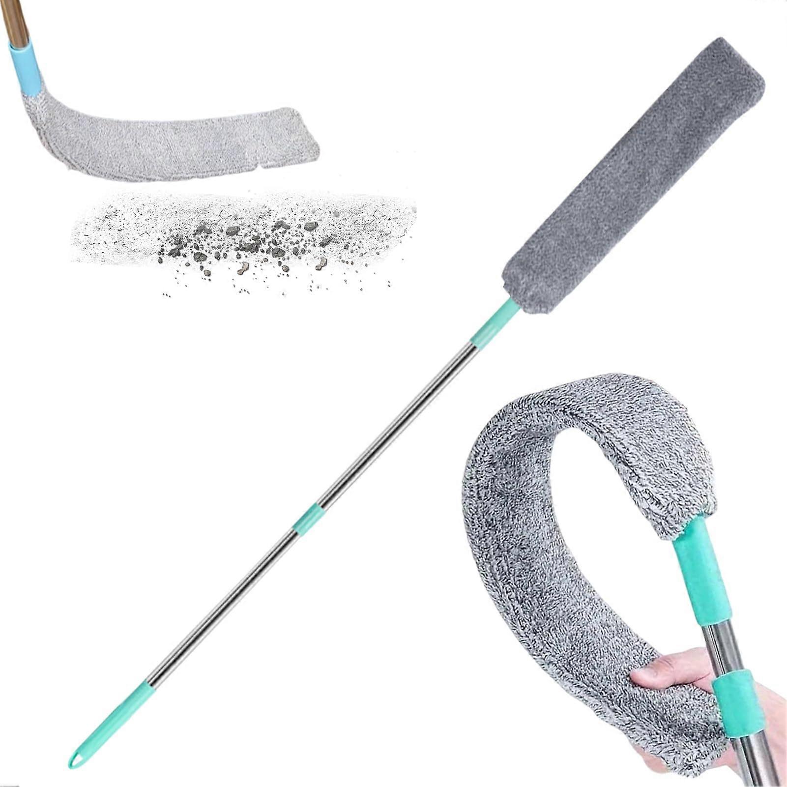 Extendable Microfiber Duster with Bendable Flat Head for  Ceilings and Under Furniture Cleaning