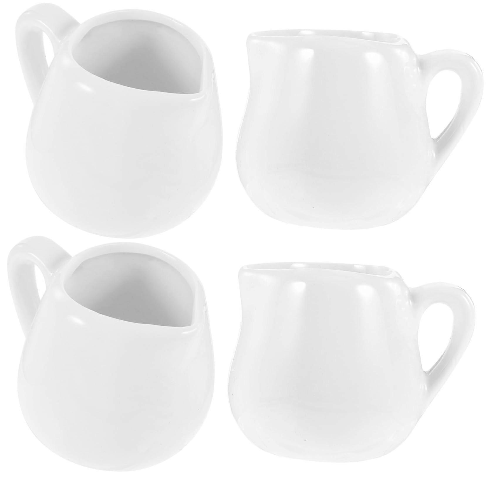 4pcs Ceramic Milk Jug with Handle Large Capacity Pitcher for Cream Sauce Coffee Dining