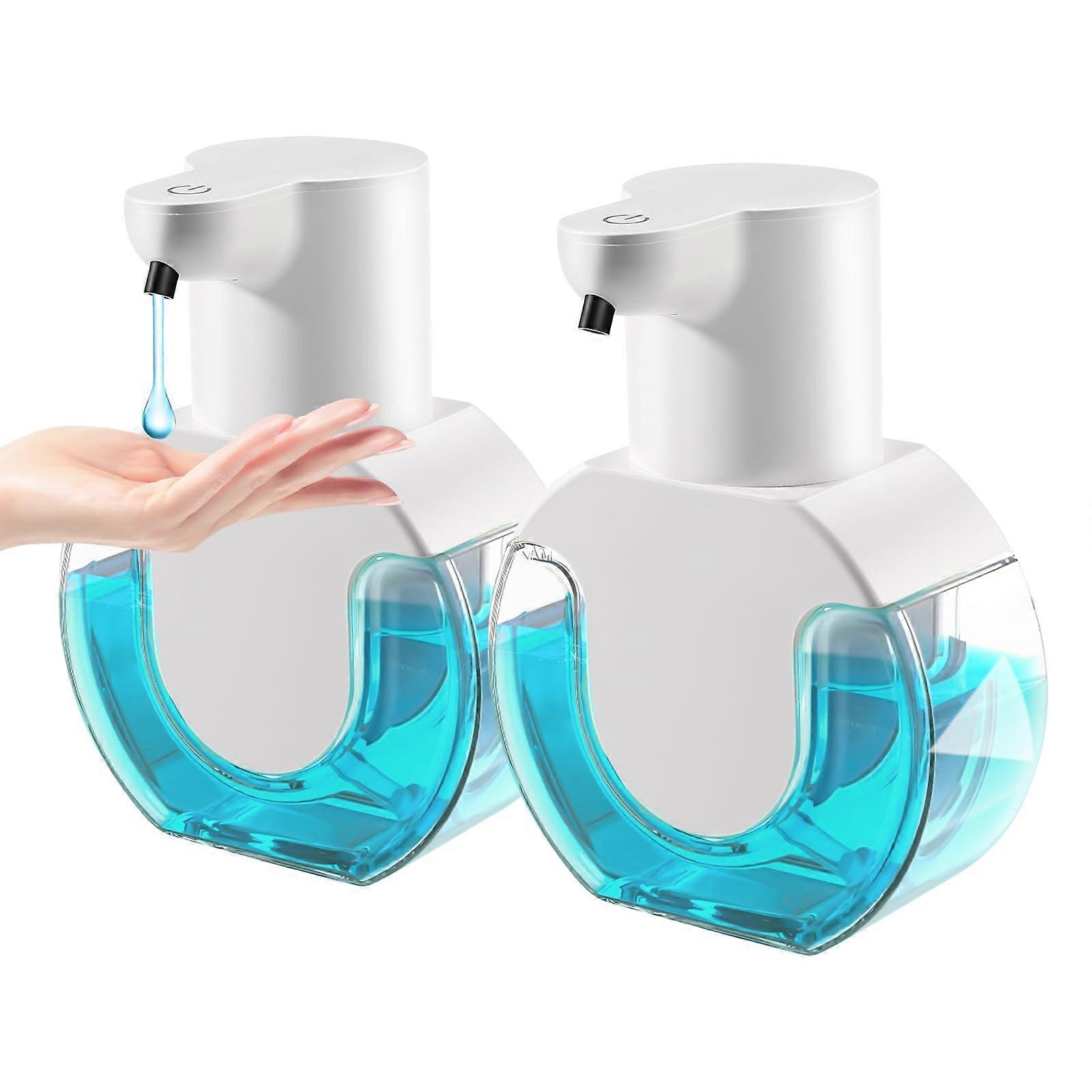 2 Pack Automatic Soap Dispenser Rechargeable Wall Mounted Touchless Sensor IPX5 Waterproof 420ML