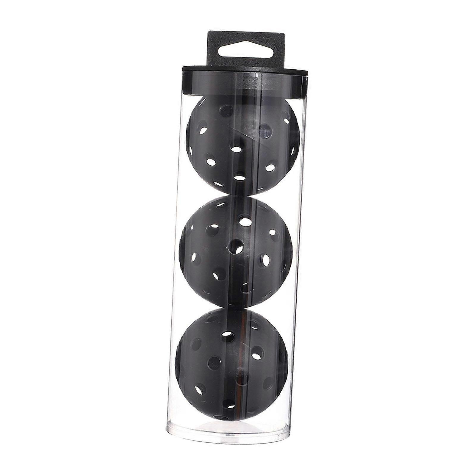 Pickleball Balls Set with Precision Drilled Holes, Durable Seamless Construction,  Visibility Black