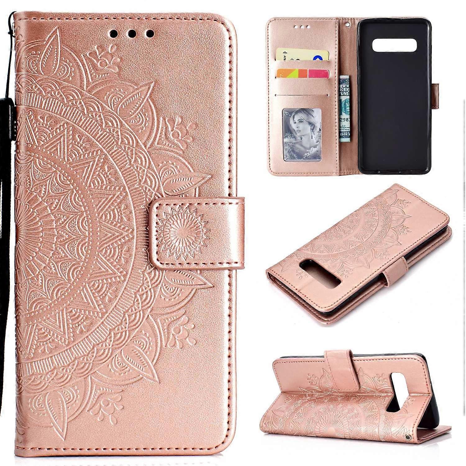 Imprinted Mandala Pattern PU Leather Card Holder Shell for Samsung Galaxy S10 Plus