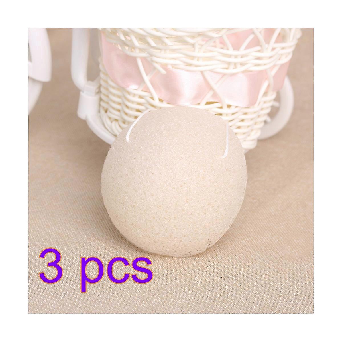 Face Sponge Charcoal Sponge for Gentle Cleaning 3Pcs Cream