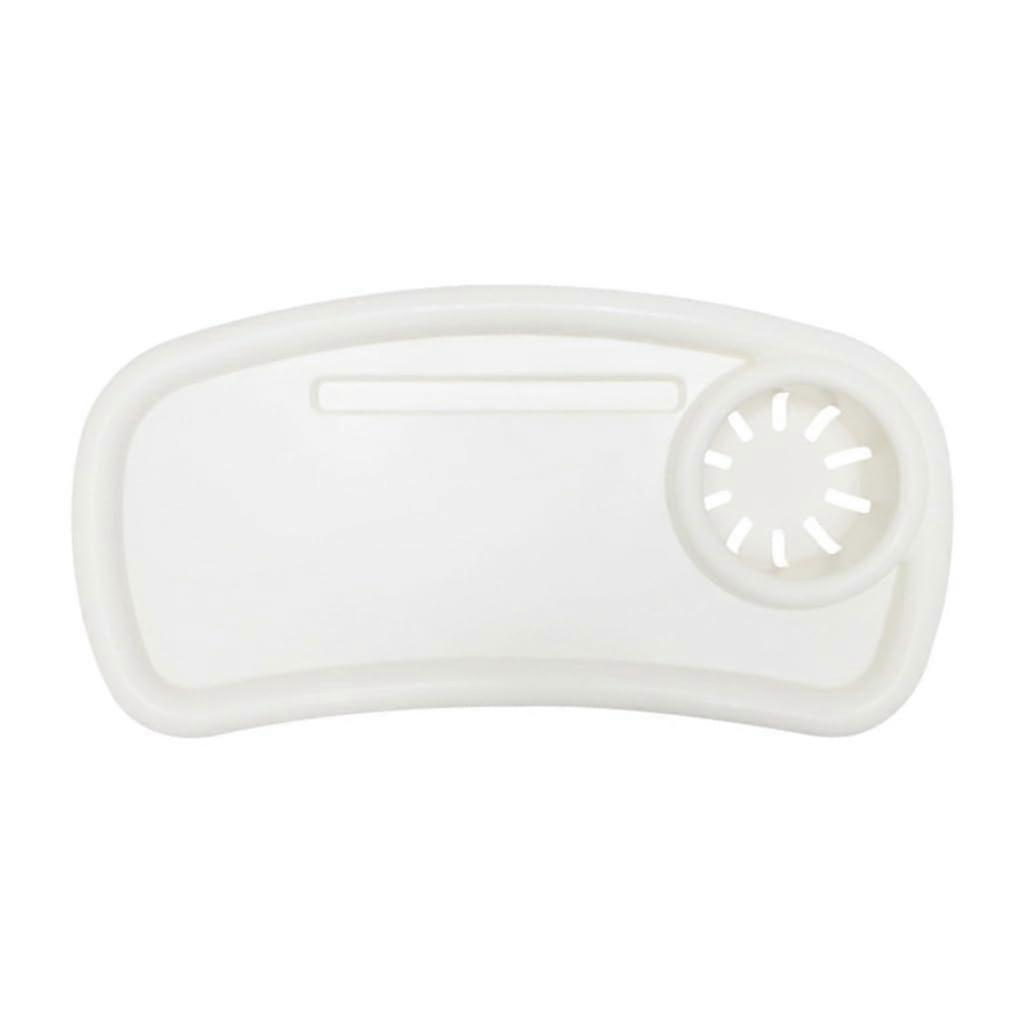 Universal Stroller Snack Tray with Cup Holder, Secure Attachment and Enhanced Storage, White
