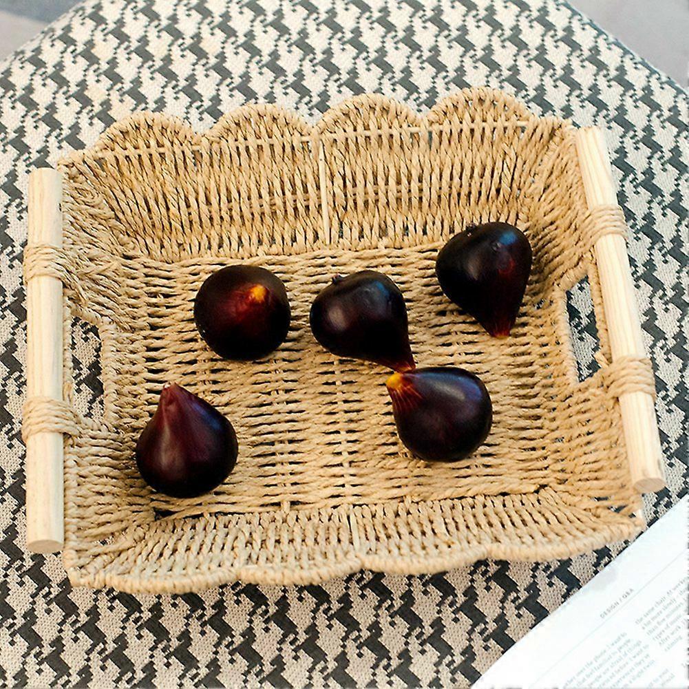 Wavy Edge Rectangular Tray Coffee Table Decorative Tray Desktop Storage Basket Weaving Basket