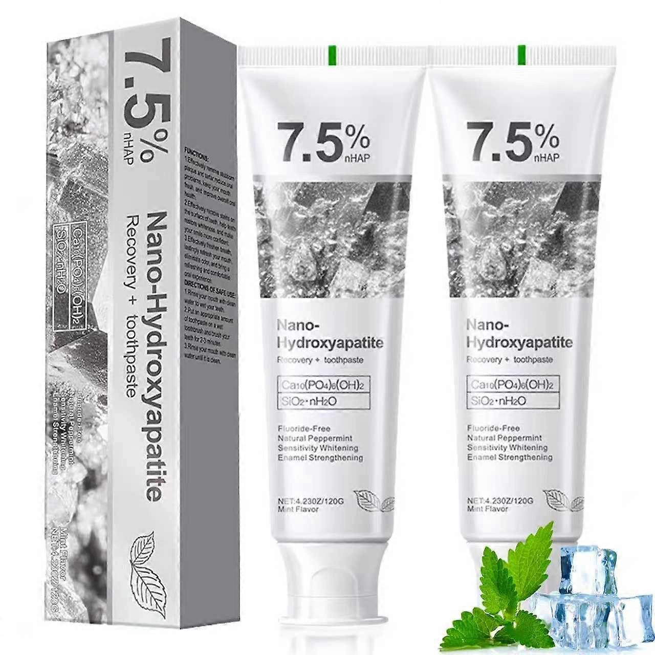 Hydroxyapatite Toothpaste for Sensitive Teeth, Enamel  and Strengthening Pack of 2 Mint