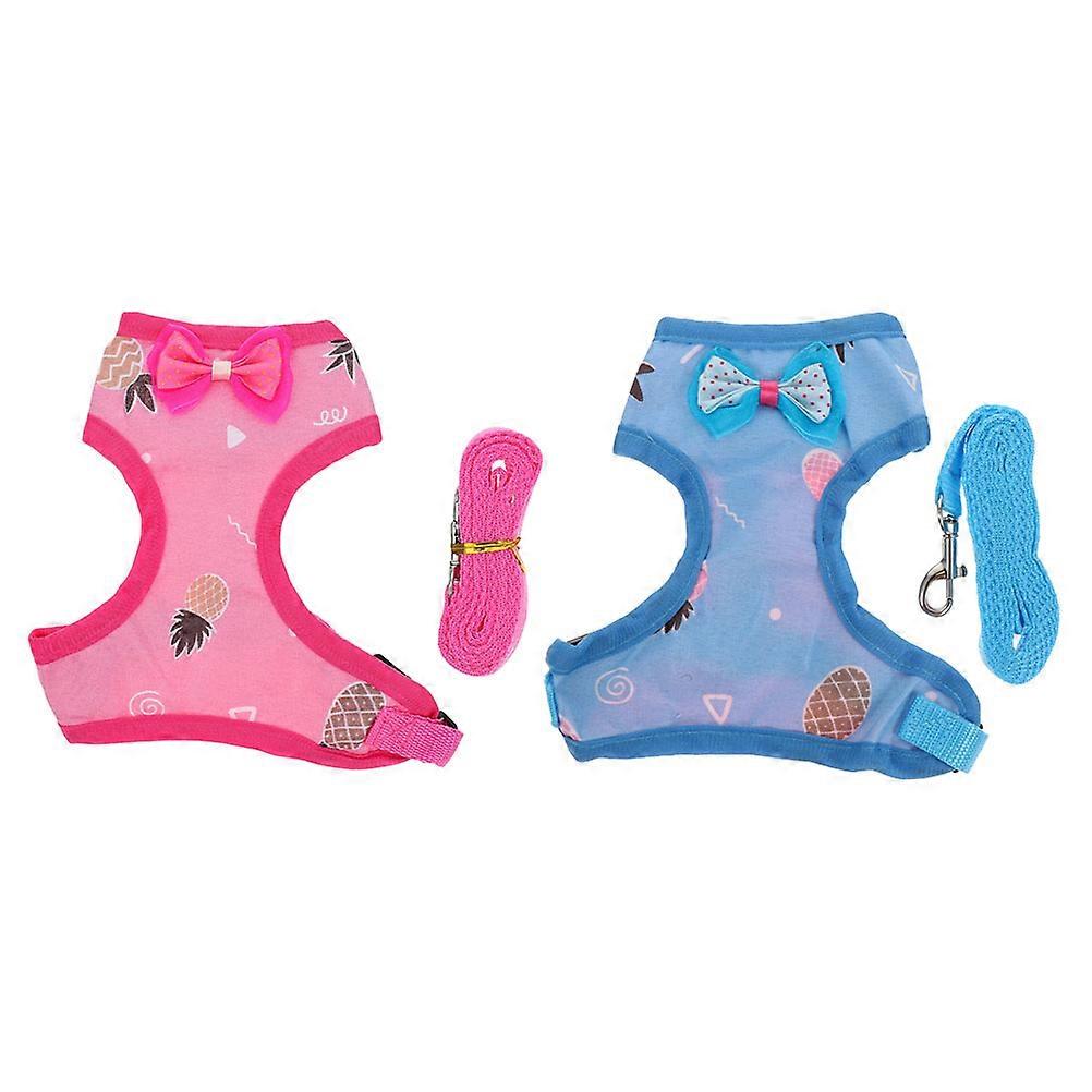 Pet Rooster Harness Cloth Material Leash for Pulling Rope 2Sets Assorted Color