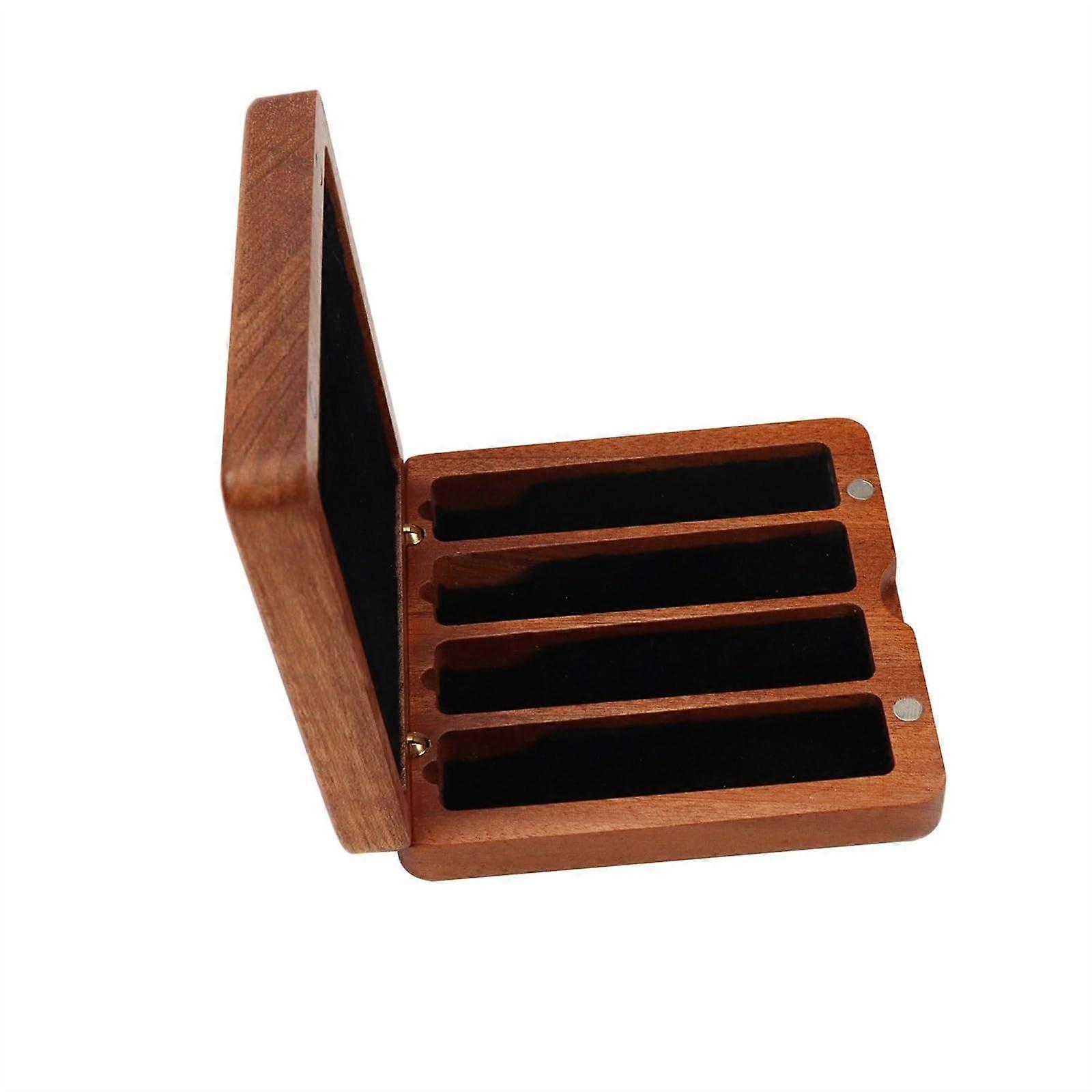 Solid Wood Saxophone Reed Case with Moisture Control for Organized Woodwind Reed Storage