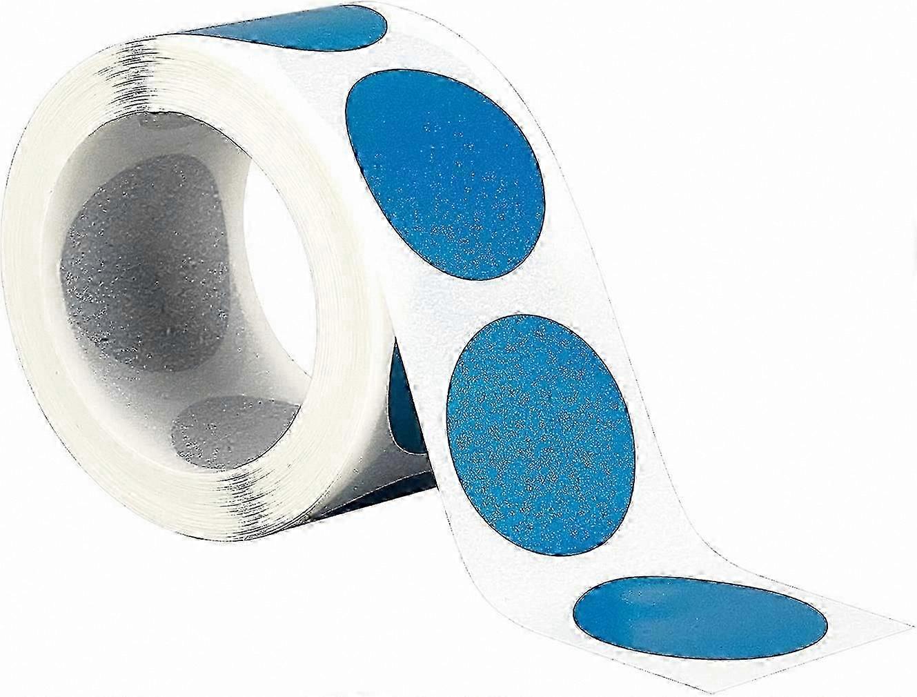 Blue round scratch-off stickers, 500 sheets per roll.