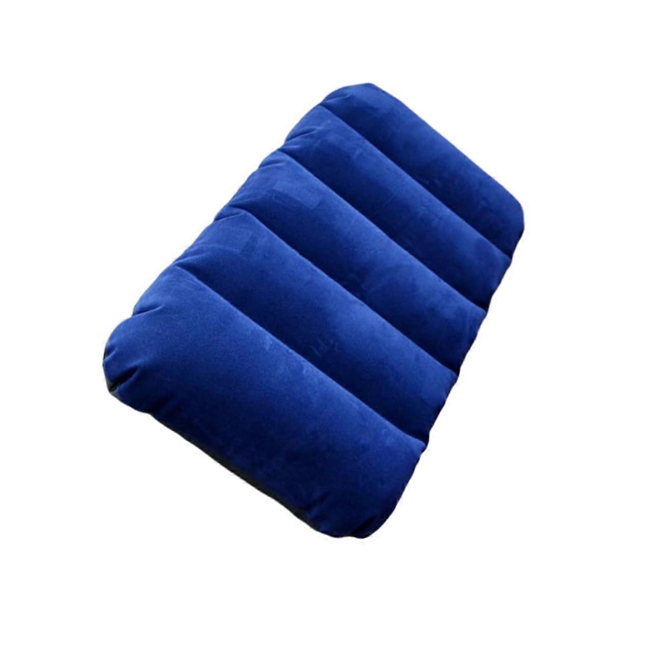 Inflatable Travel Pillow with Ergonomic Back Support, Lightweight Flocking Cushion for Camping