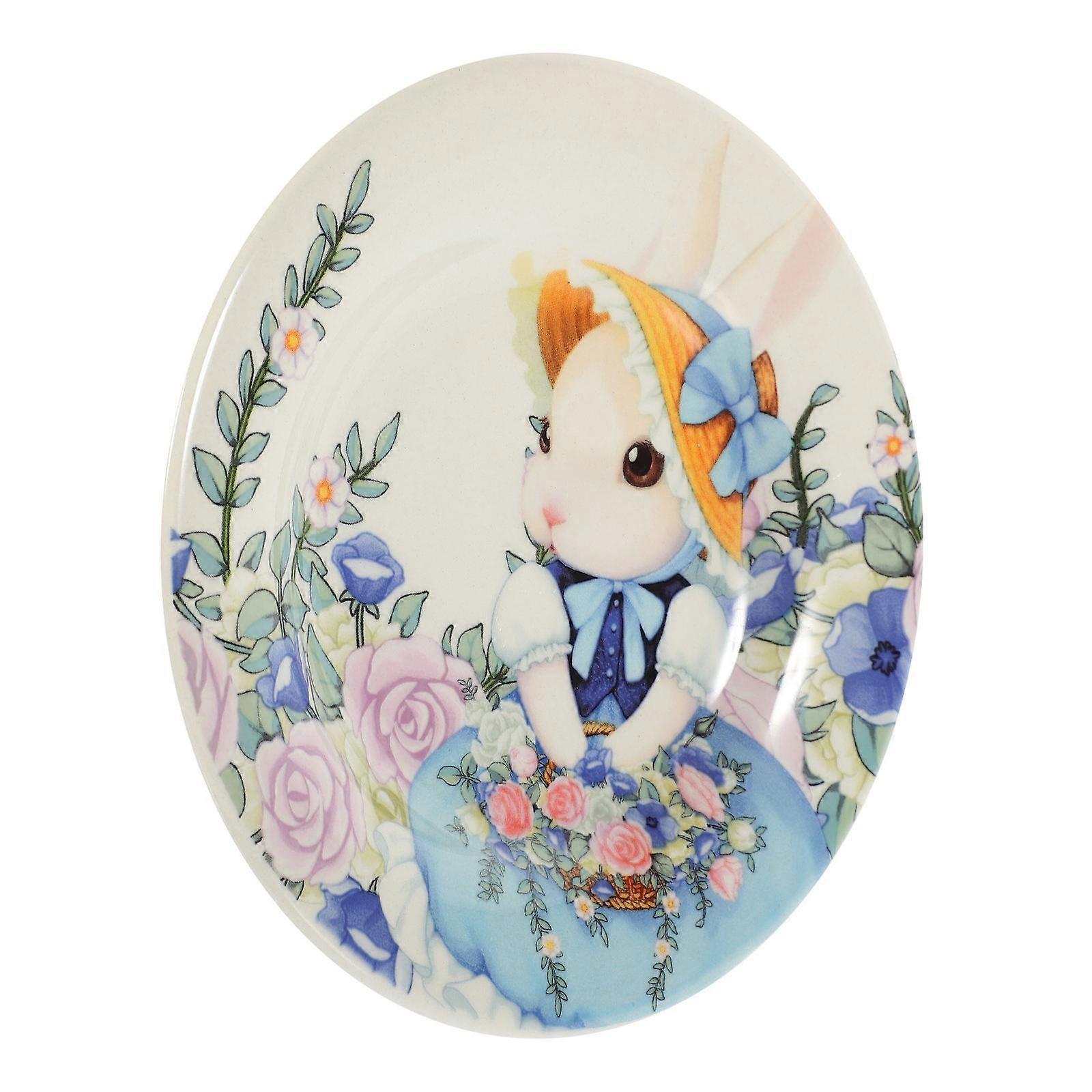 Easter Ceramic Plate for Food Serving 4Pcs with Pattern