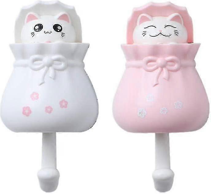 2 pezzi autoadesivo Wall Hook Lucky Cat