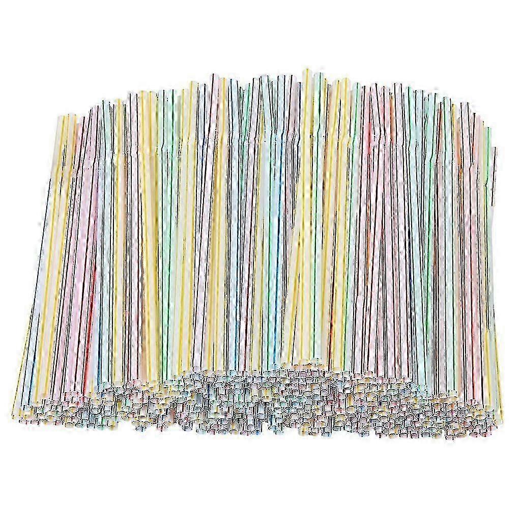 Pacote com 300 Canudos de Beber de Plástico 8 Polegadas de Comprimento Canudos Descartáveis Listrados Multicoloridos Flexíveis