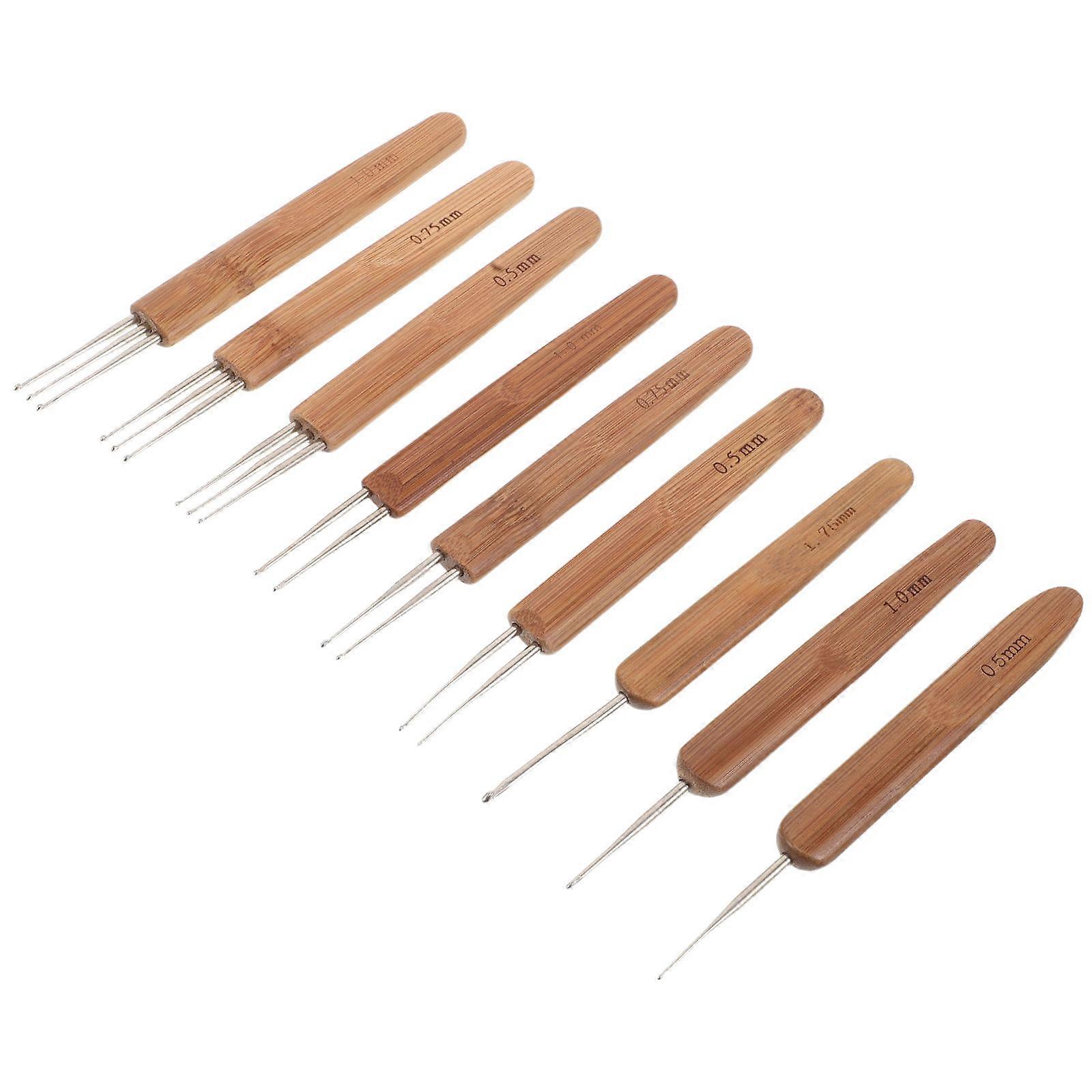 Dreadlocks Crochet Hook Bamboo Handle for Braiding Tool 9Pcs Set