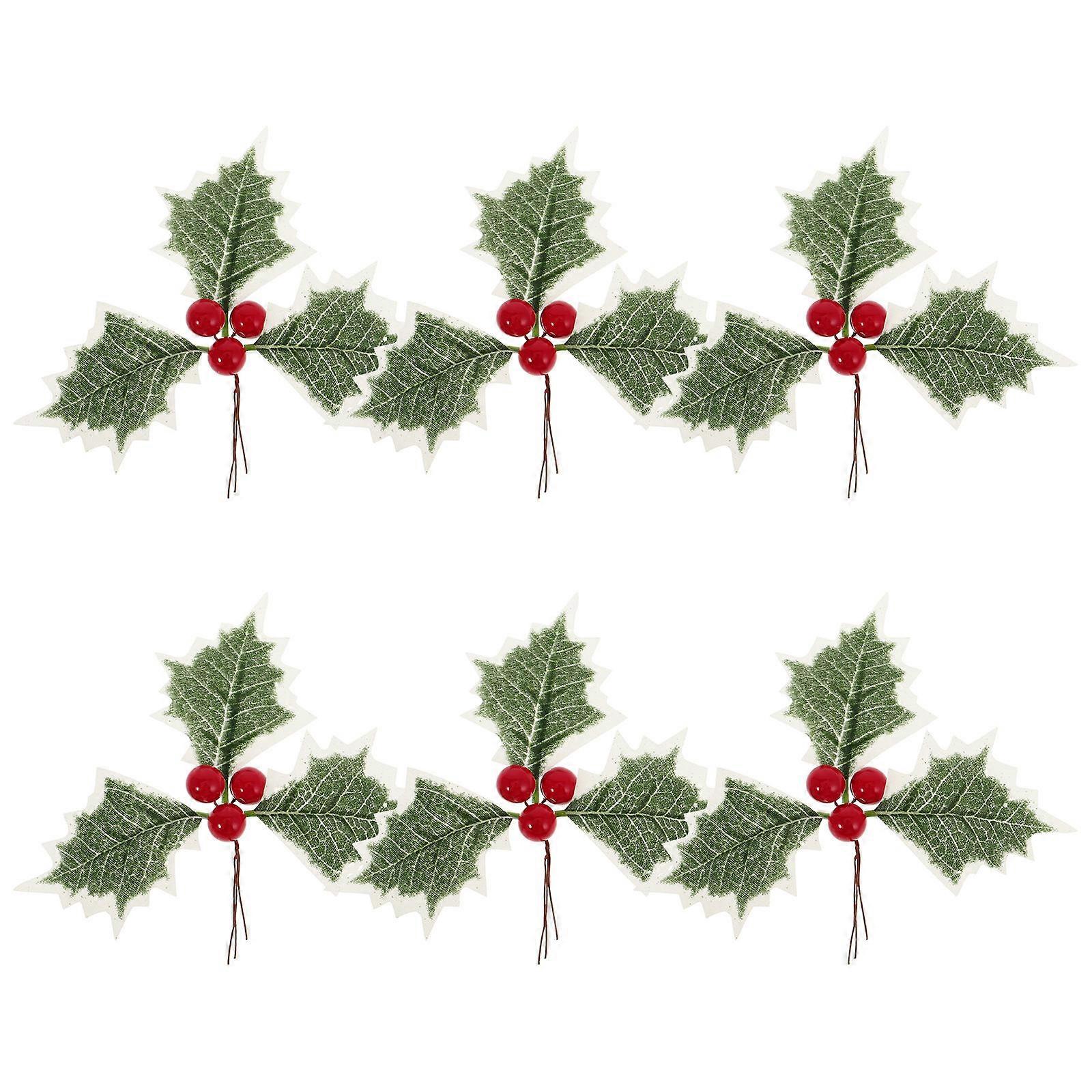 Christmas Decor Simulation Leaf Leaf Decor for Desktop Decoration 6Pcs