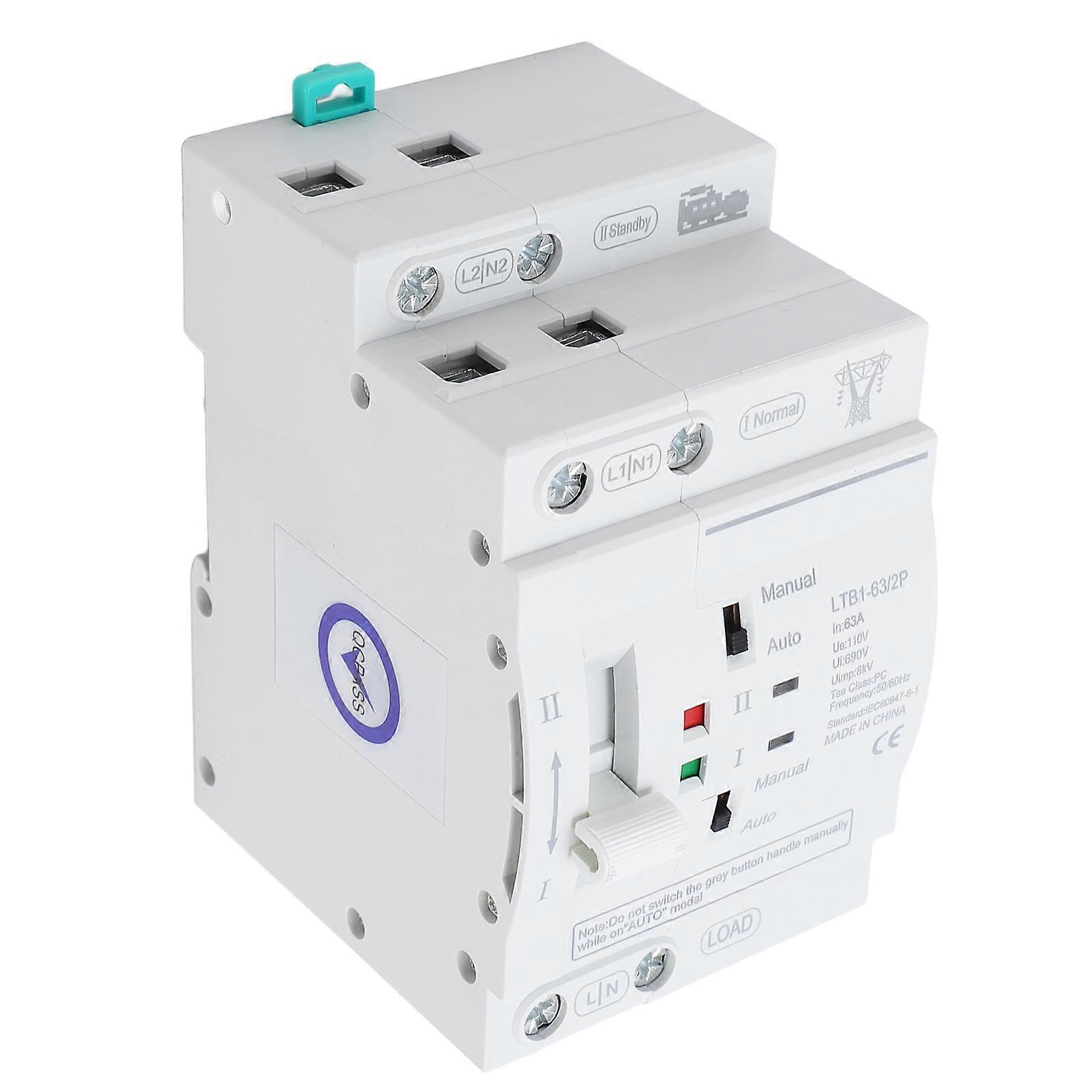 Double Power Automatic Transfer Switch DIN Rail ATS Mini Generator Changeover Switch 63A