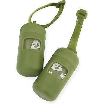 Dog Poop Bag Holder Leash Attachment Reusable Dispenser for Travel, Walking, Park, and Outdoor Use, Durable with Clip-On - Green, Pack of 2