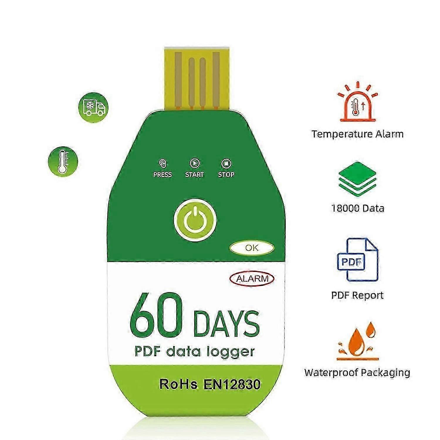 Miniature High Accuracy Data Logger Temperature Sensor,60 Days